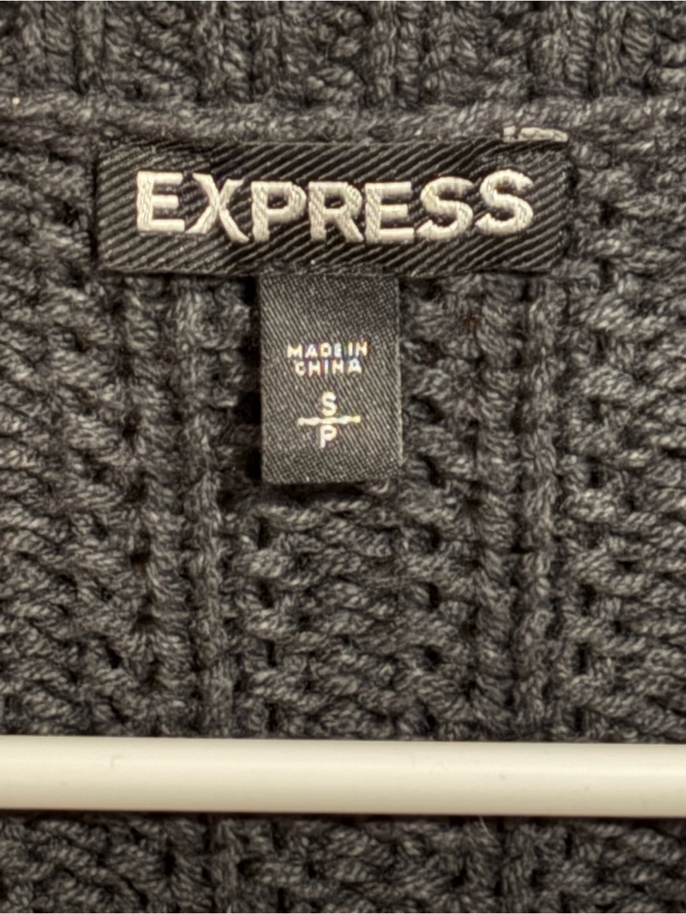 Express Charcoal Gray Ribbed Open-Front Cardigan - Picture 3 of 4